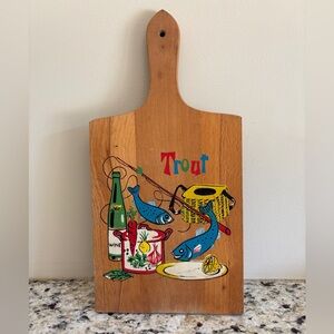 Vintage 1967 Nevco Wood Cutting
Board Vintage Wooden Cutting Trout Design